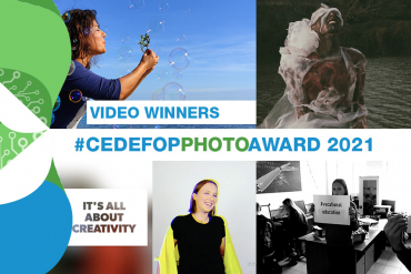 Collage of photos and video frames from the #CedefopPhotoAward 2021 winners