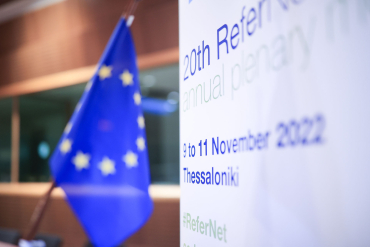 EU flag with ReferNet poster