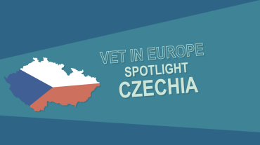 Map of Czechia with the text VET in Europe, spotlight Czechia