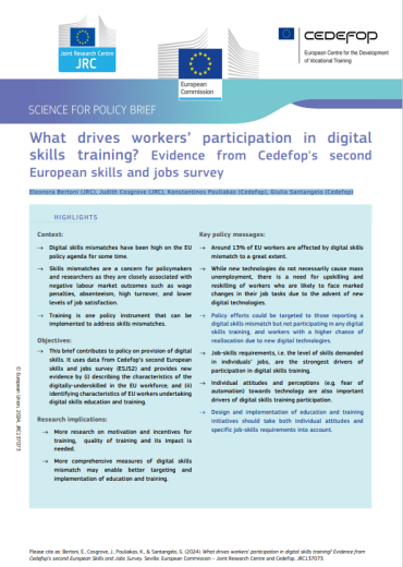 What drives workers' participation in digital skills training? Cover page